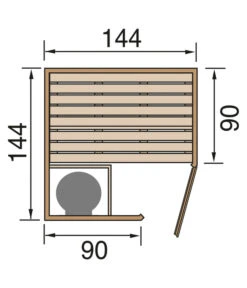 Weka Ecksauna Kiruna Mit Glastür, Inkl. Bio-Ofen -Biohort || Vitavia || Elho Verkaufsgeschäft 6914246 WE DE 001 WekaEcksaunaKirunaGrundriss