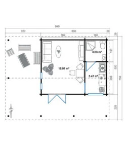 Lasita Maja Ferienhaus Blue Nile, Ca. B940/H333,2/T756 Cm -Biohort || Vitavia || Elho Verkaufsgeschäft 6915862 WE DE 002 LasitaMajaBlockbohlenhausBlue Nile