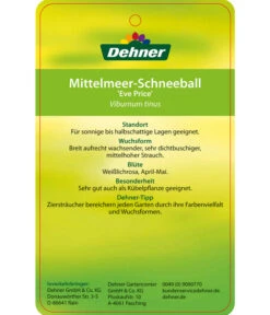 Mittelmeer-Schneeball, Stämmchen -Biohort || Vitavia || Elho Verkaufsgeschäft 7539406 Mittelmeer SchneeballEvePrice Etikett 2